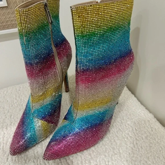 Dolls Kill Multicolor Rhinestone Women's Boots - Picture 4 of 5